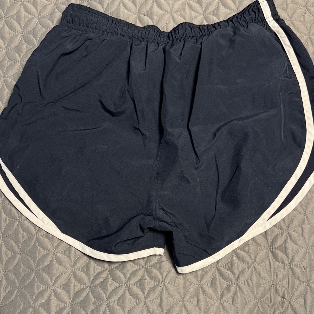 Nike Women's Dark Blue and White Sports Shorts - Picture 4 of 5